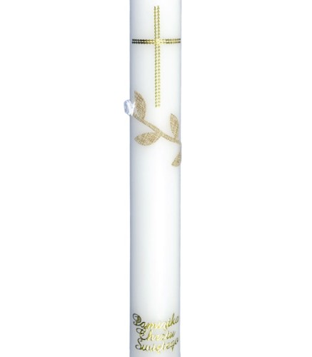 Świeca do chrztu z listkami "len"