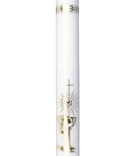 Świeca komunijna zdobiona na złoto