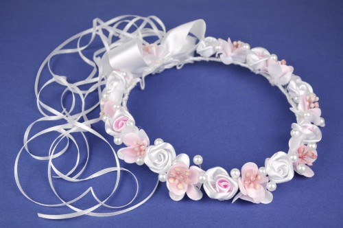 Biało-różowy wianuszek do komunii