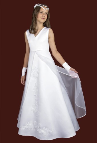 Sukienka komunijna z satyny i woalu